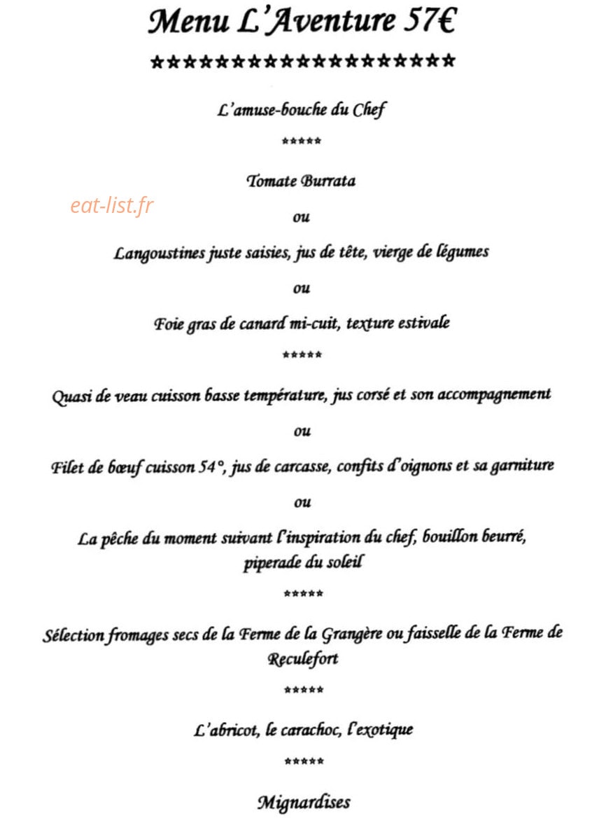 Restaurant l'aventure — carte page 2