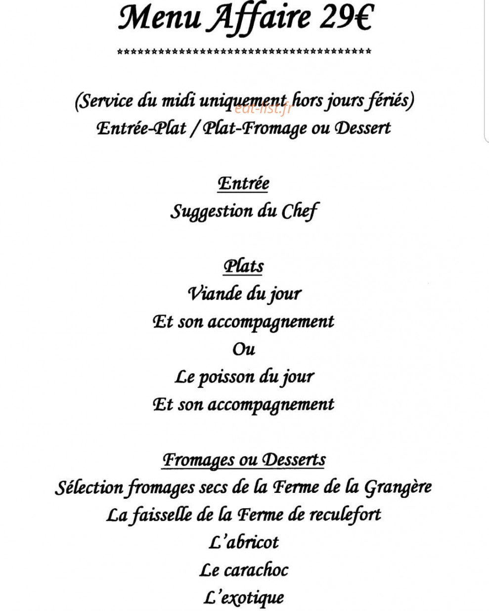 Restaurant l'aventure — carte page 4