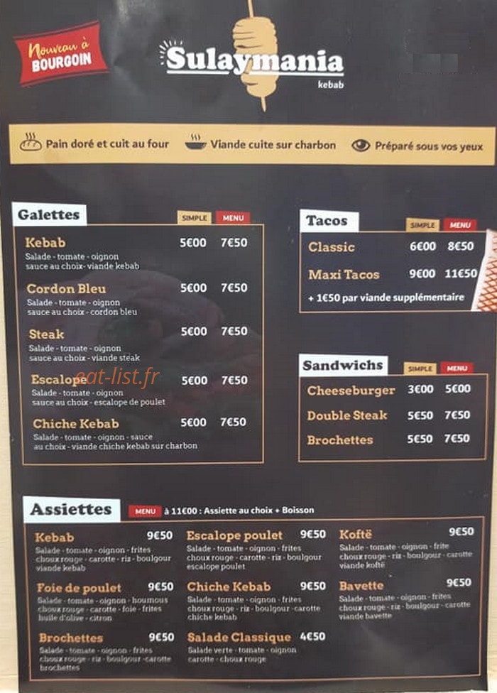 Sulaymania Kebab — carte page 1