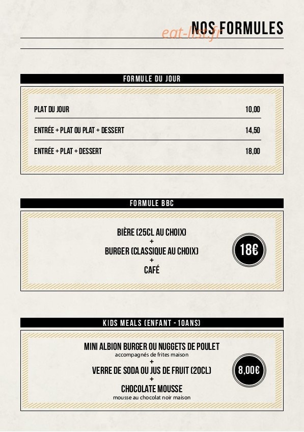 The Albion — carte page 3