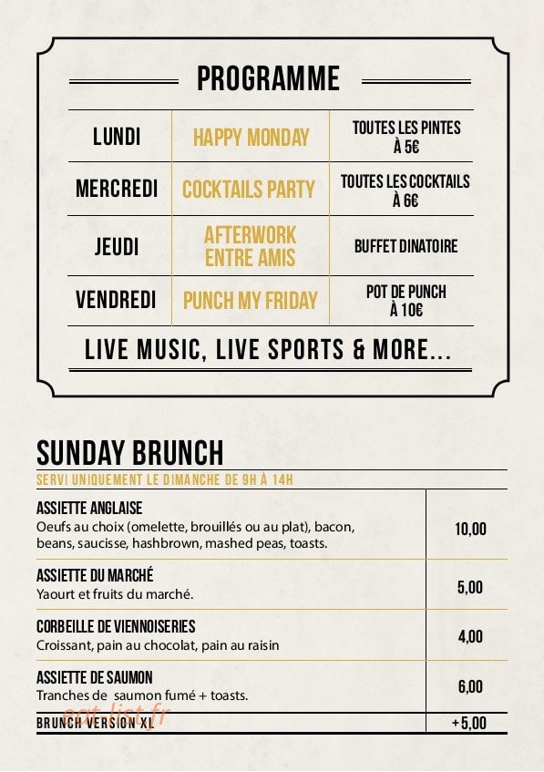 The Albion — carte page 2