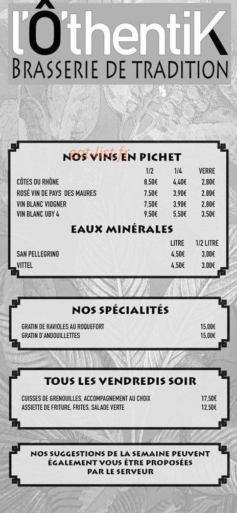L'Othentik — carte page 2