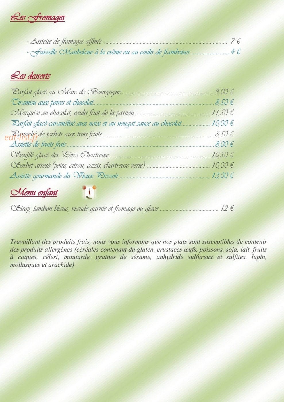 Le Vieux Pressoir — carte page 5