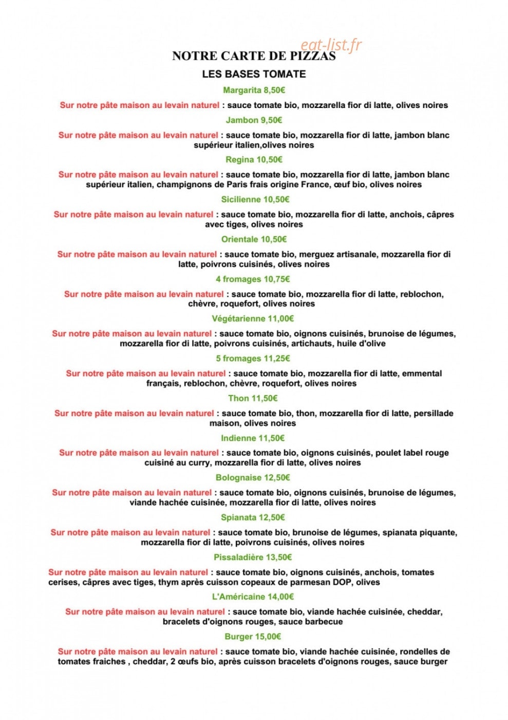 Relais Mets'rié Saveurs — carte page 1