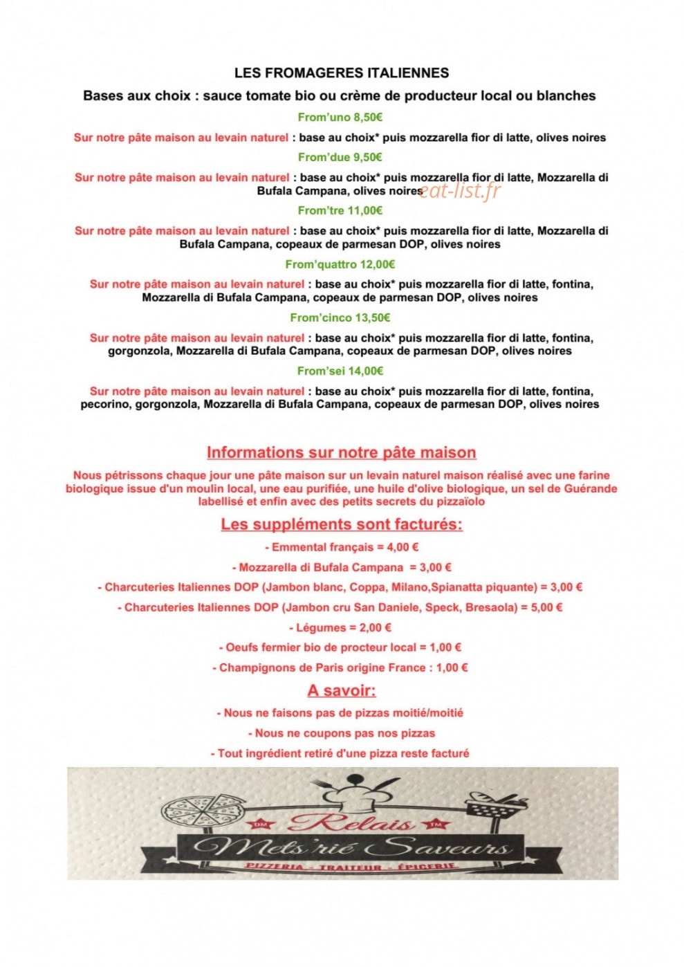 Relais Mets'rié Saveurs — carte page 4
