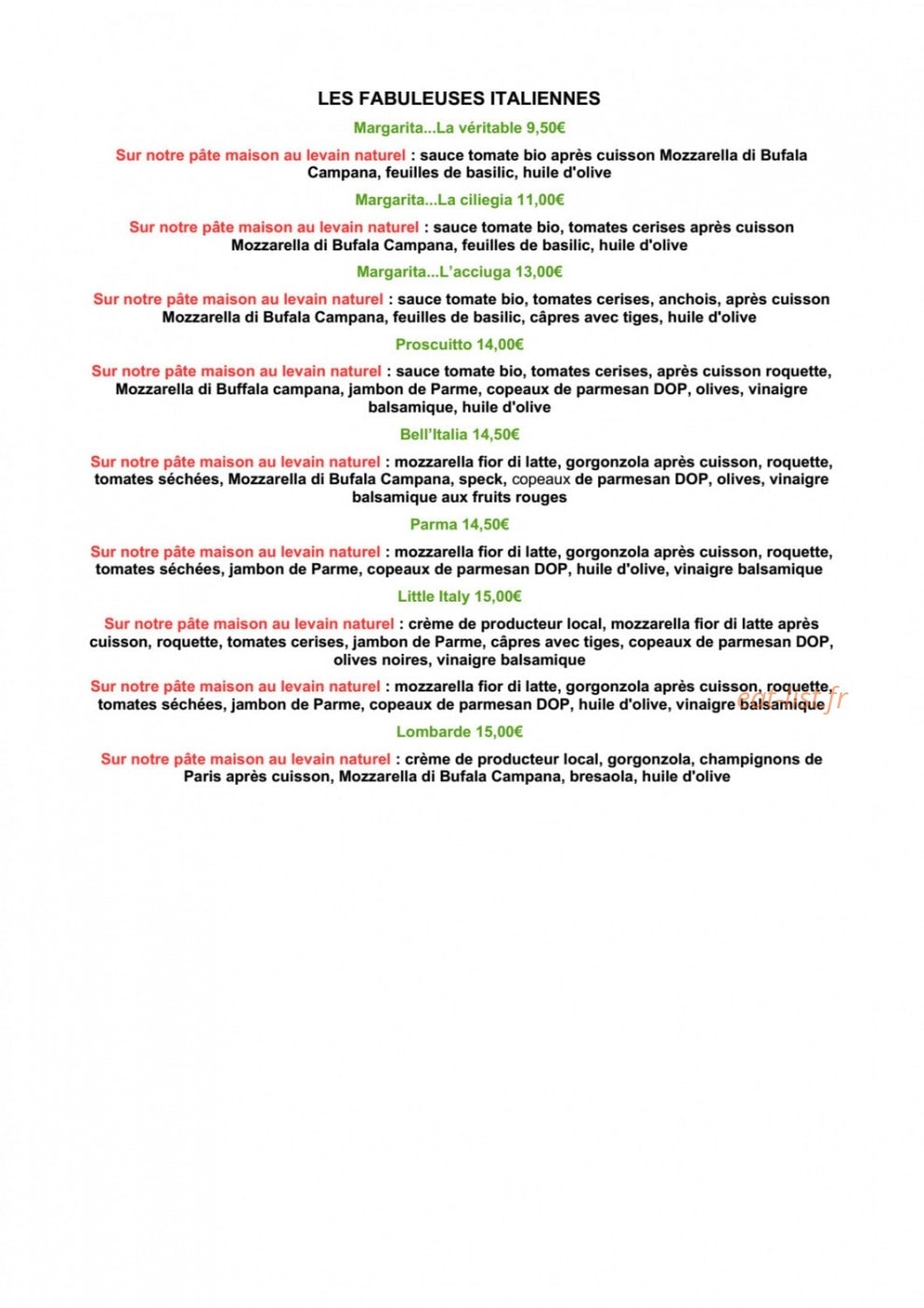 Relais Mets'rié Saveurs — carte page 3
