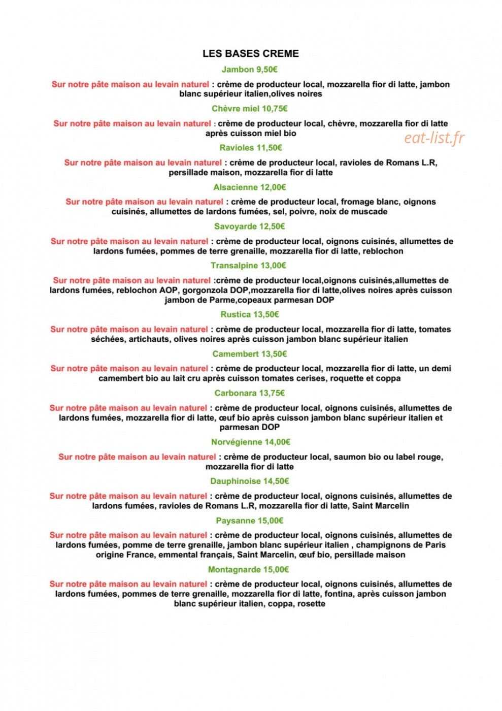 Relais Mets'rié Saveurs — carte page 2