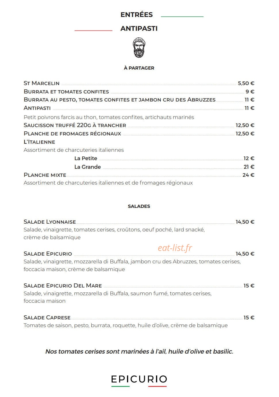 Epicurio — carte page 2