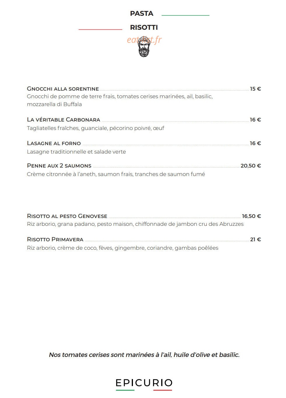 Epicurio — carte page 3
