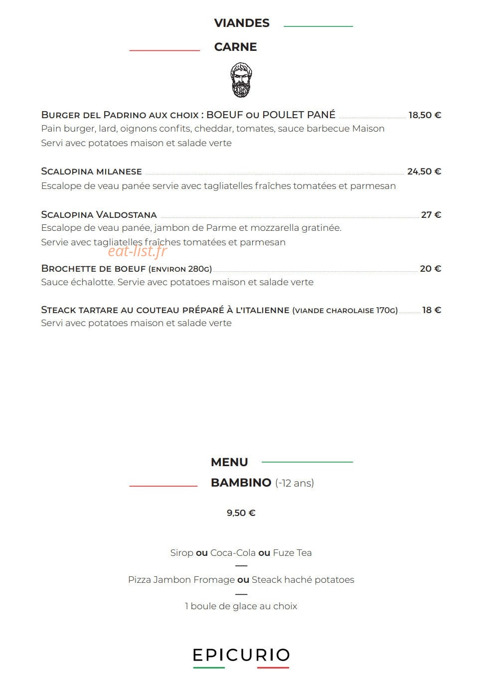 Epicurio — carte page 4