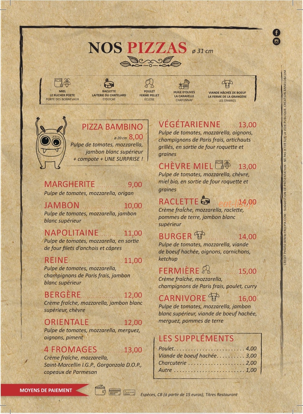 Pizza Terra — carte page 1