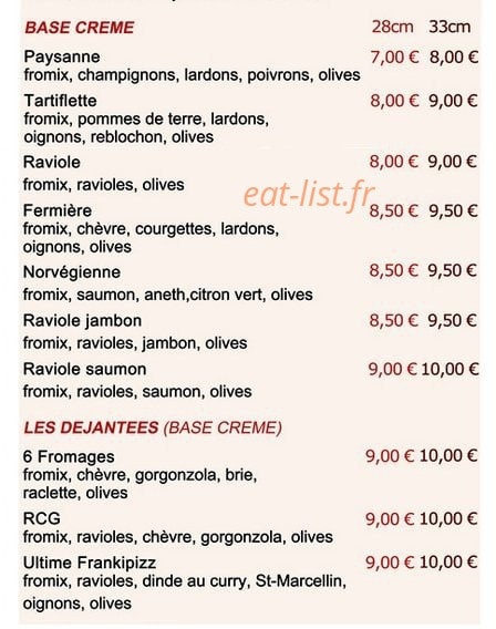 franki pizz — carte page 2