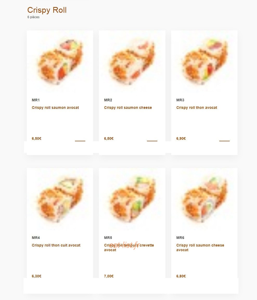 Carte et menu de Aki sushi à Montbonnot Saint Martin — Les crispy roll