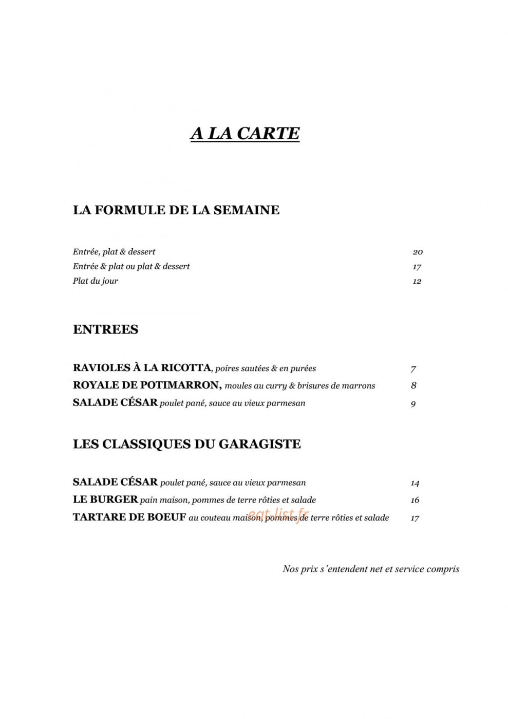Le garage — carte page 6