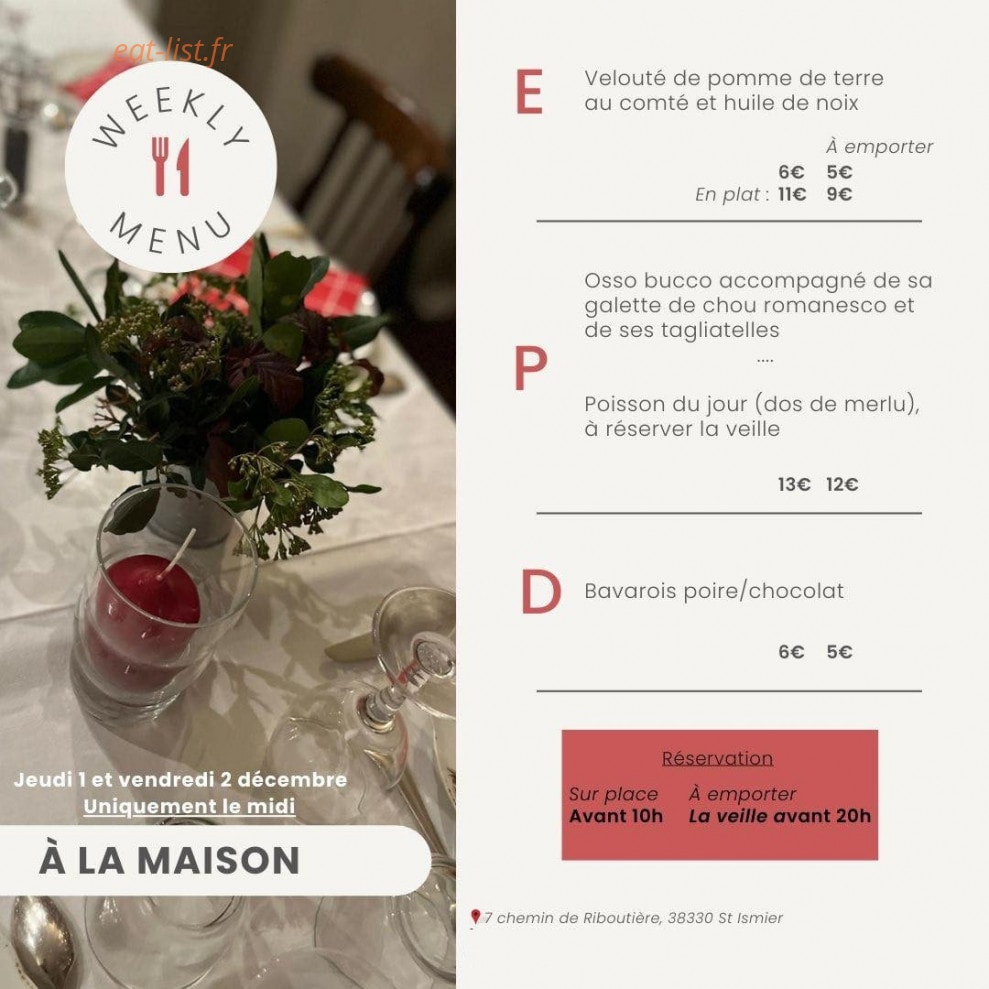 À la Maison — carte page 1