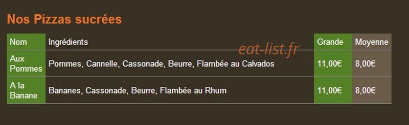 La Farandole des Pizzas — carte page 2