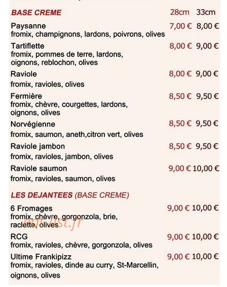 franki pizz — carte page 2
