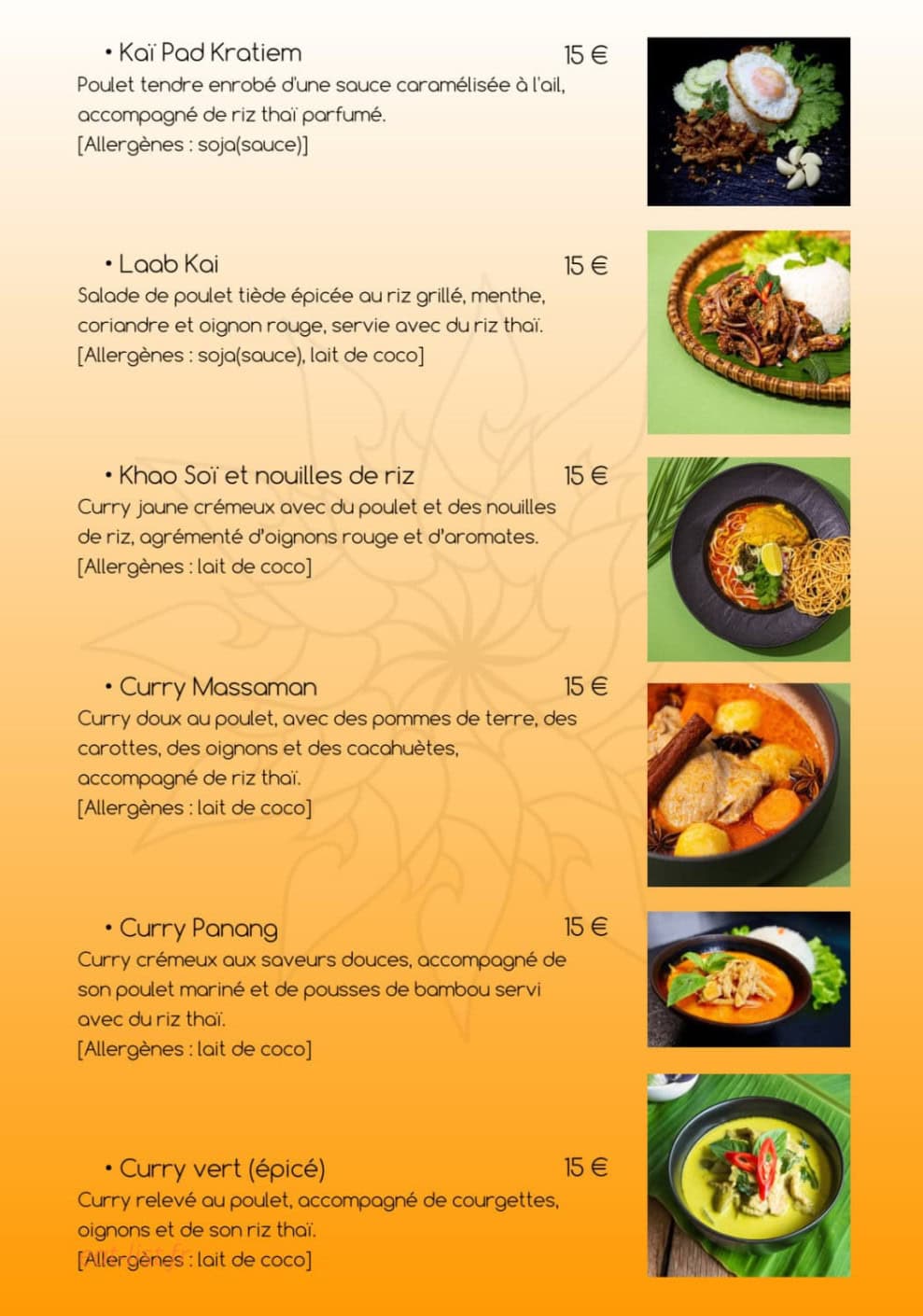 Les Saveurs De Thaïlande — carte page 3
