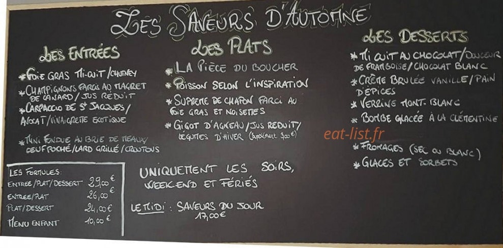 L'Atelier Des Saveurs — carte page 1