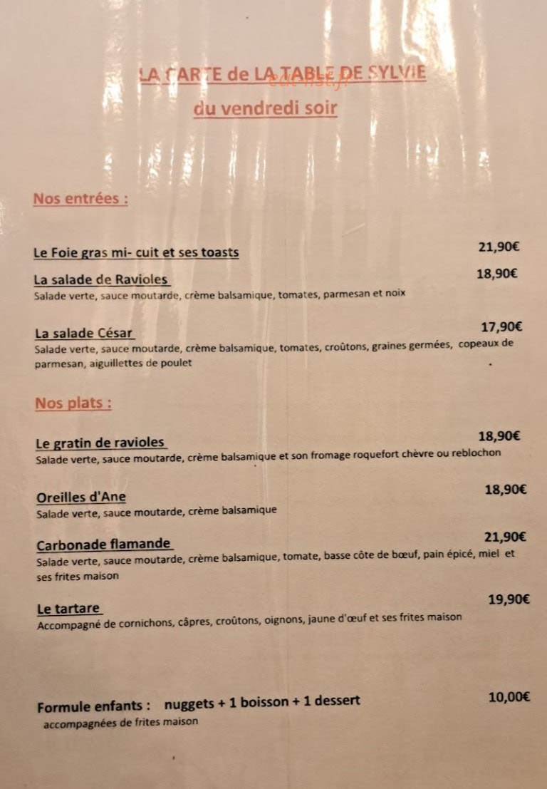 La table de Sylvie — carte page 2