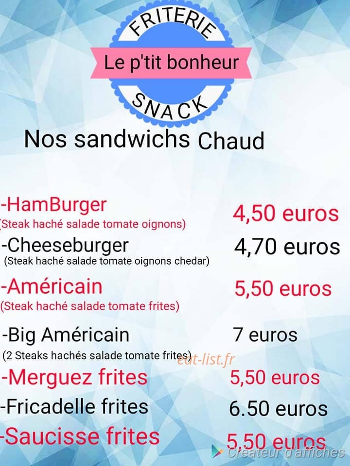 Le P'tit bonheur — carte page 1