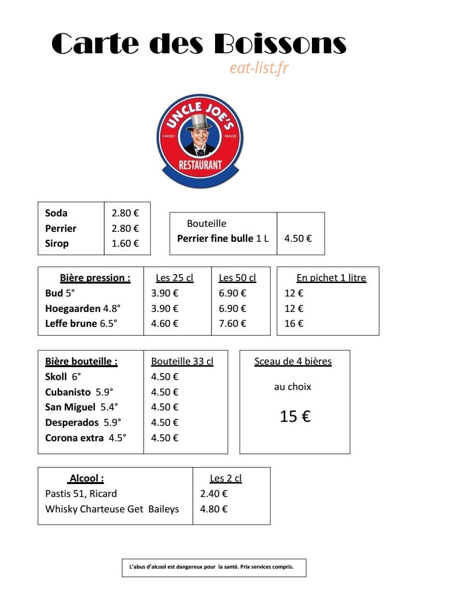 Uncle Joe's — carte page 3