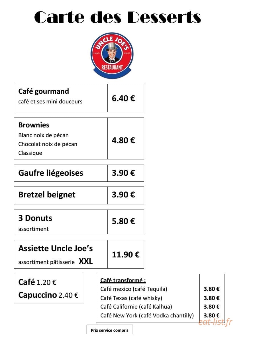 Uncle Joe's — carte page 2