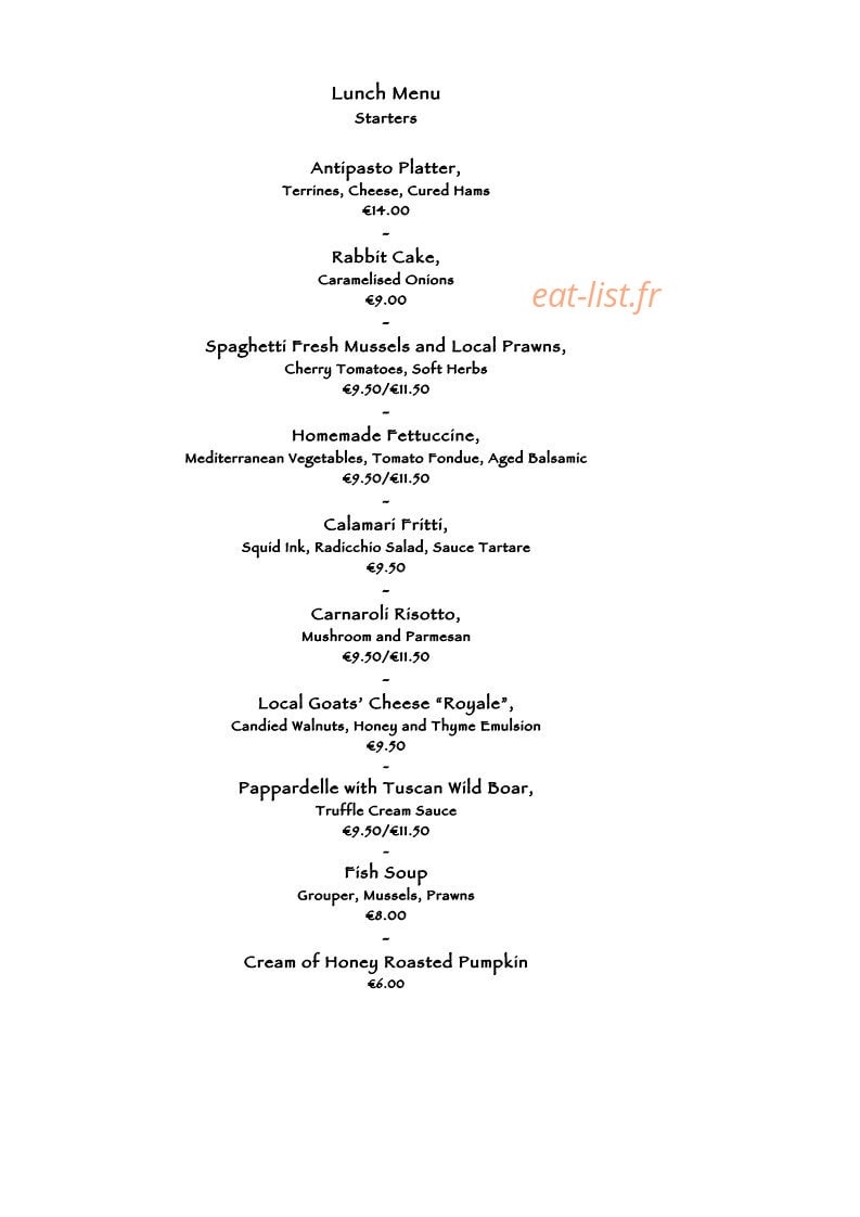 Guze bistro — carte page 1