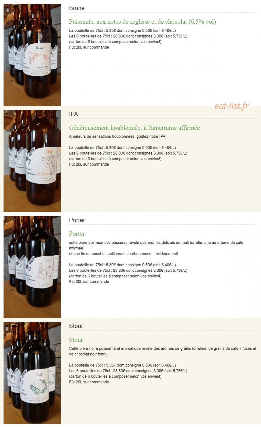 Carte et menu de Brasserie Matheysine à Nantes en Ratier — Les bières page 2