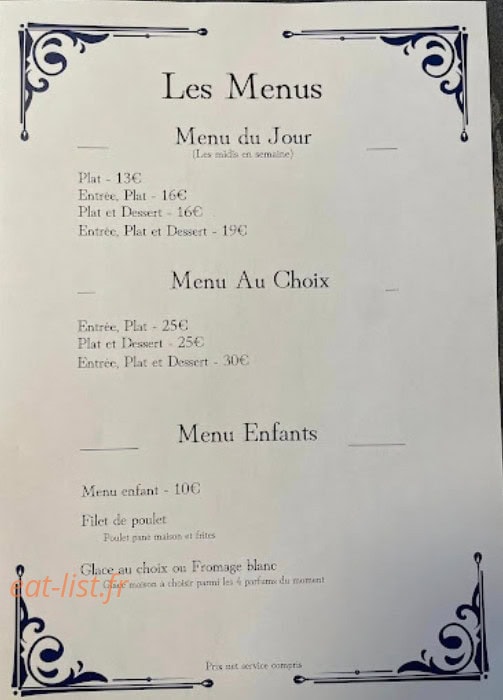 Cafe Bernard — carte page 1