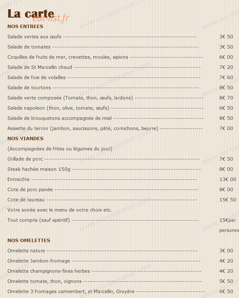 Restaurant Chez Bernard — carte page 2