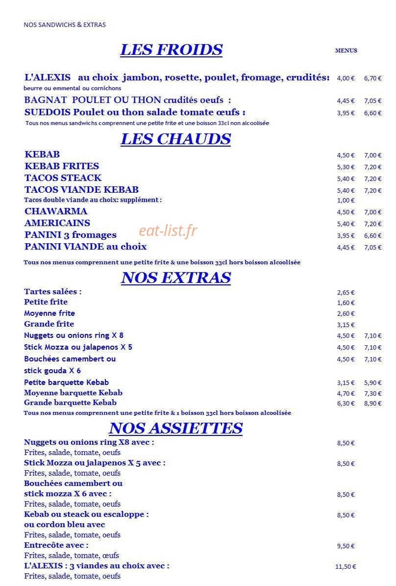 L'Alexis — carte page 1