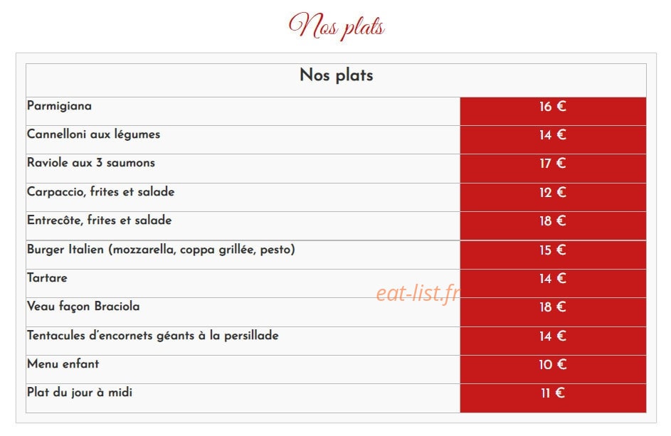 La Brasserie du Théâtre — carte page 2