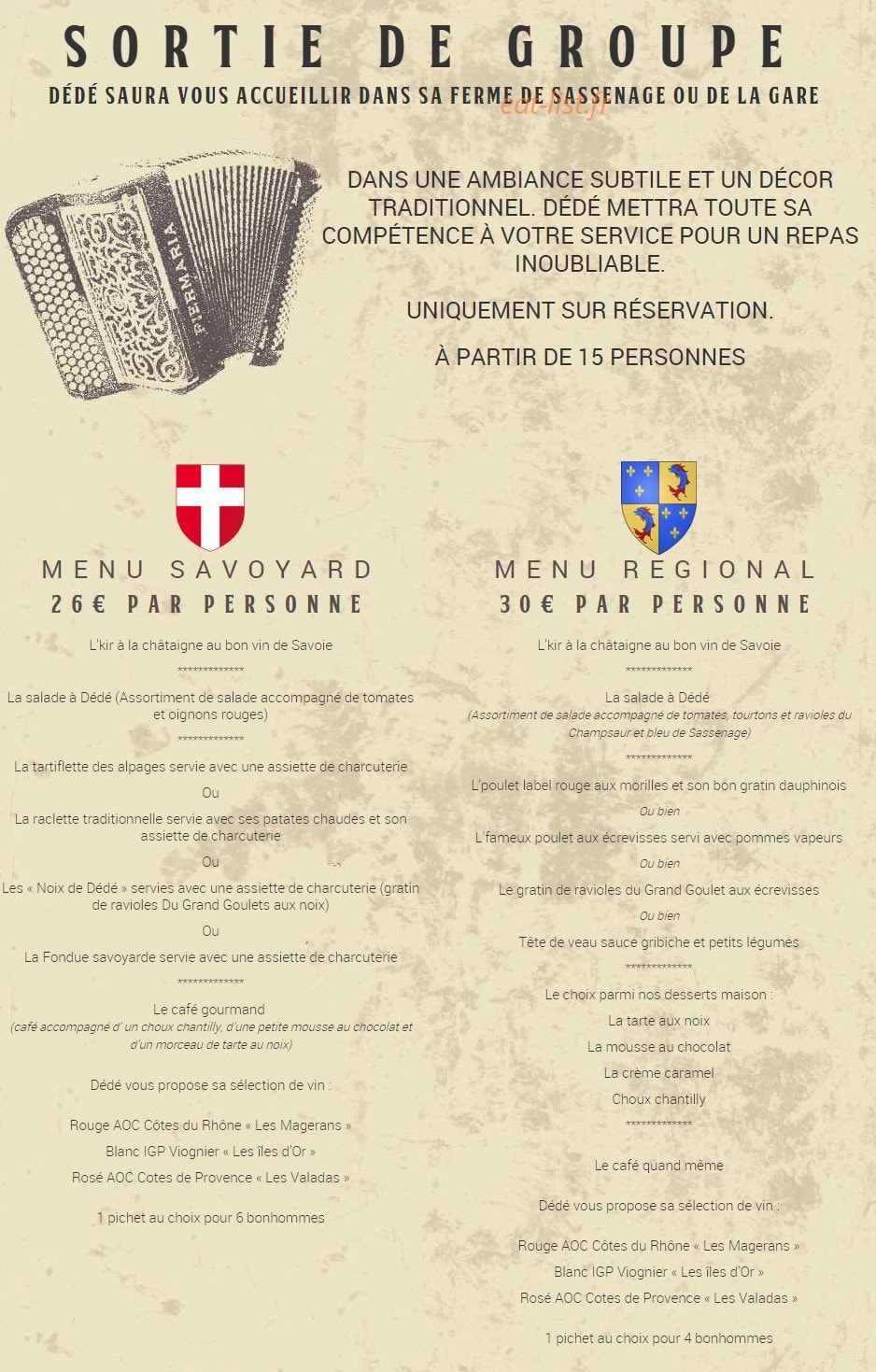 La Ferme à Dédé — carte page 3