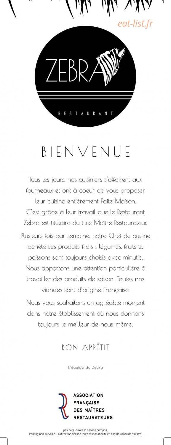 Le Zebra — carte page 1