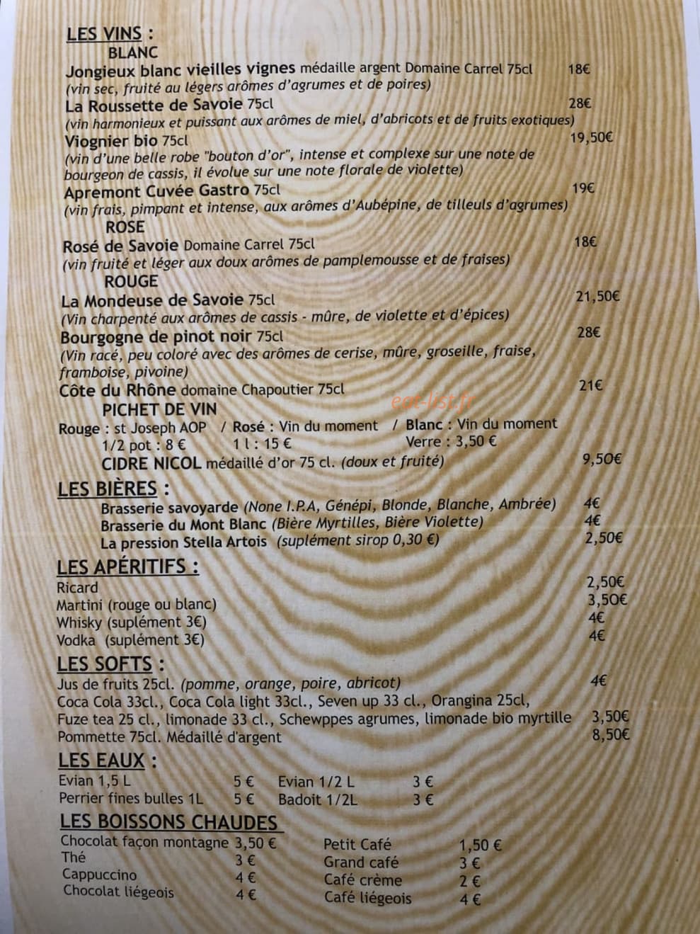 Au p'tit chalet — carte page 5