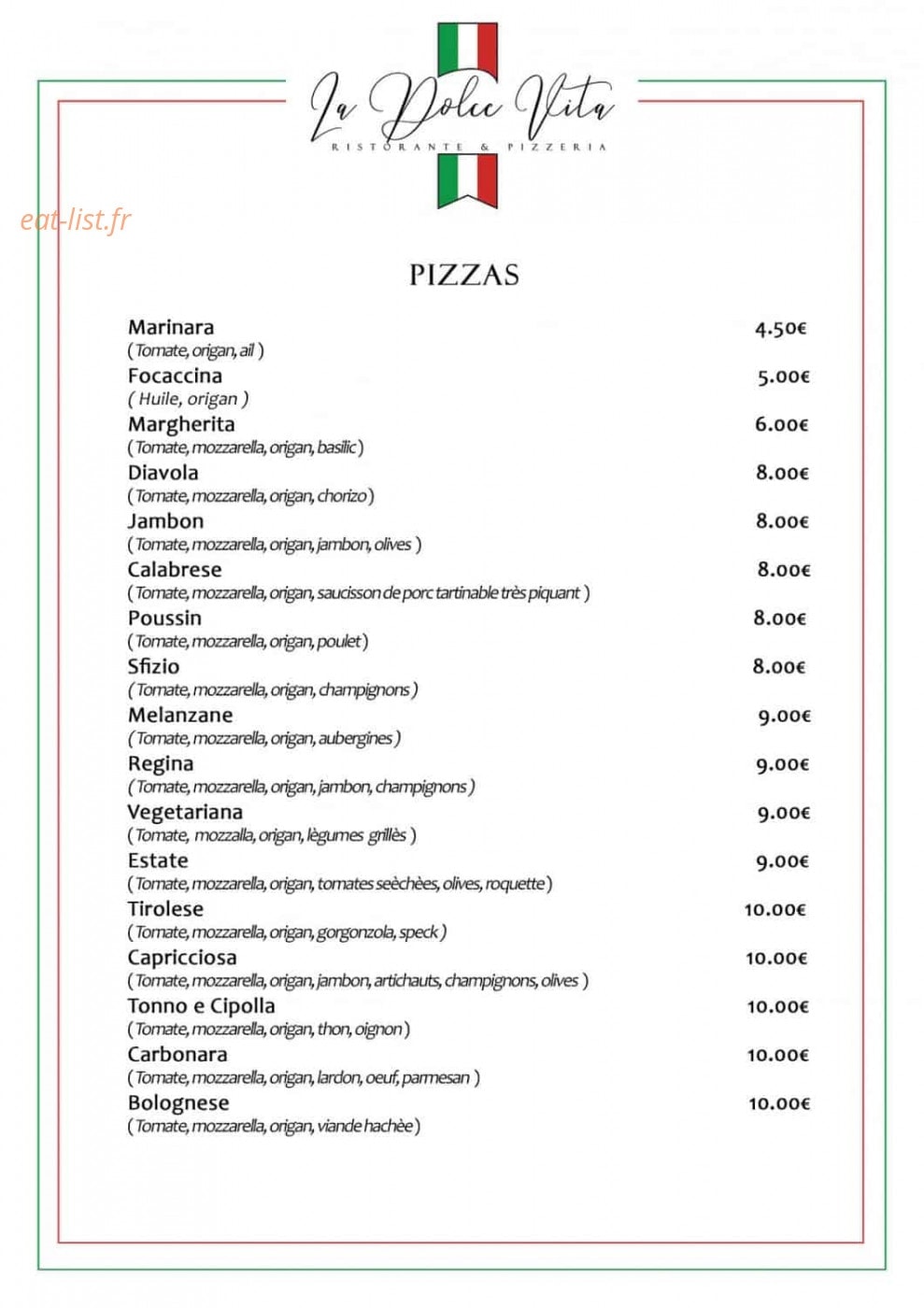 La Dolce Vita — carte page 1