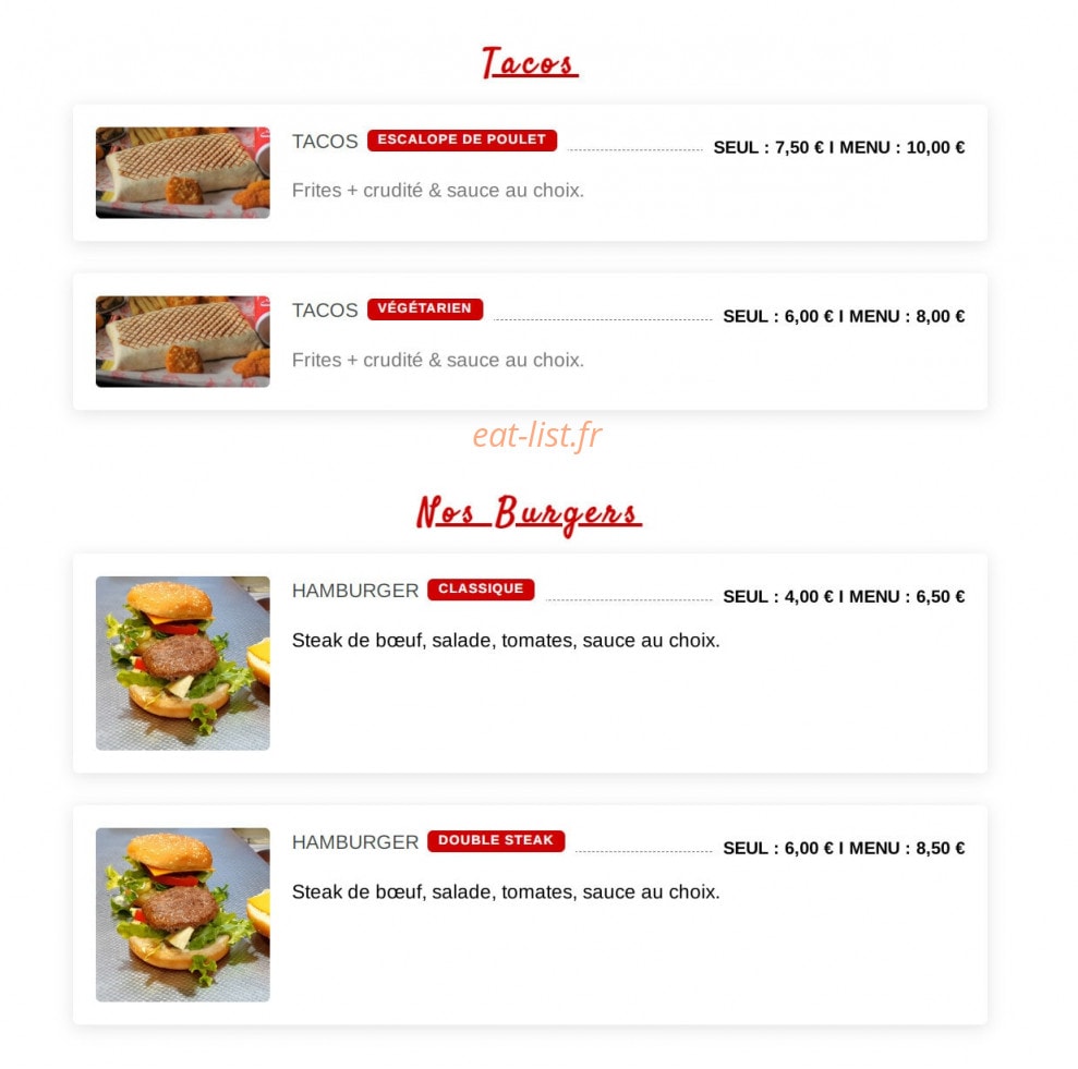 St Clair Kebab — carte page 2