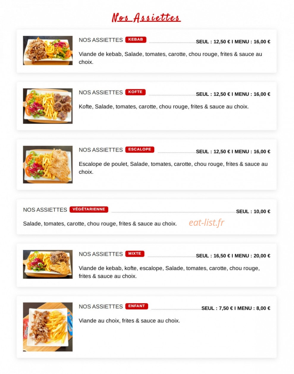 St Clair Kebab — carte page 3