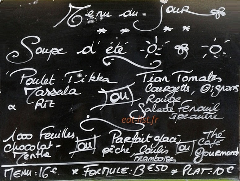 Carte et menu de Papilles et Papote à Entre Deux Guiers — Un exemple de menu du jour