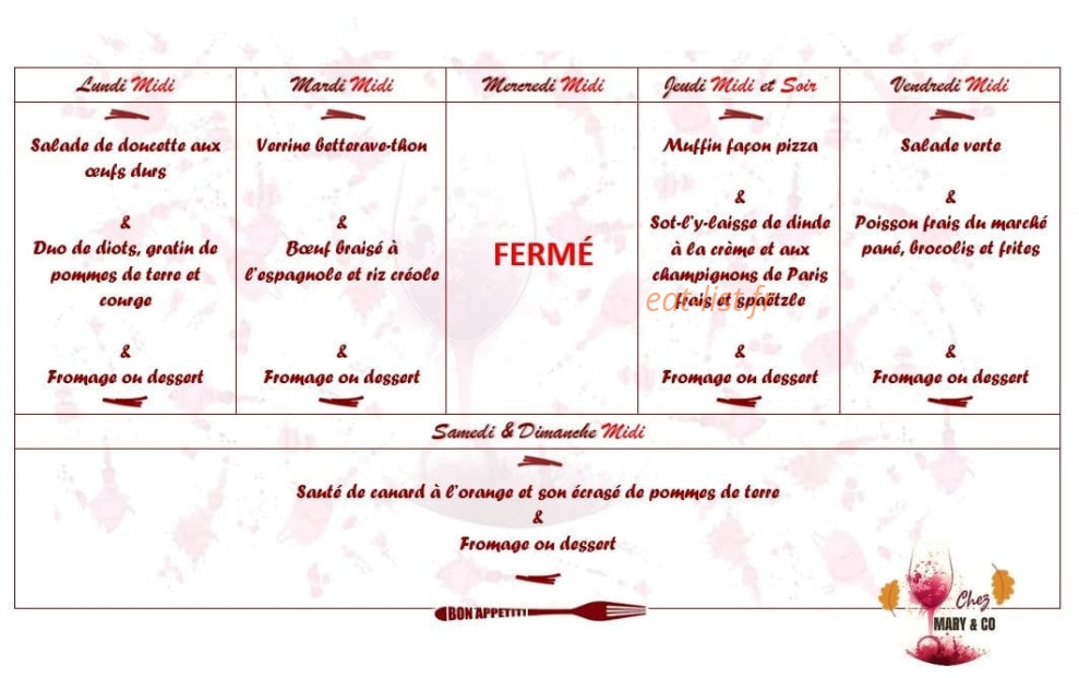 Chez Mary & Co — carte page 3