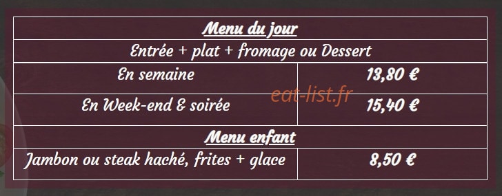 Chez Mary & Co — carte page 1