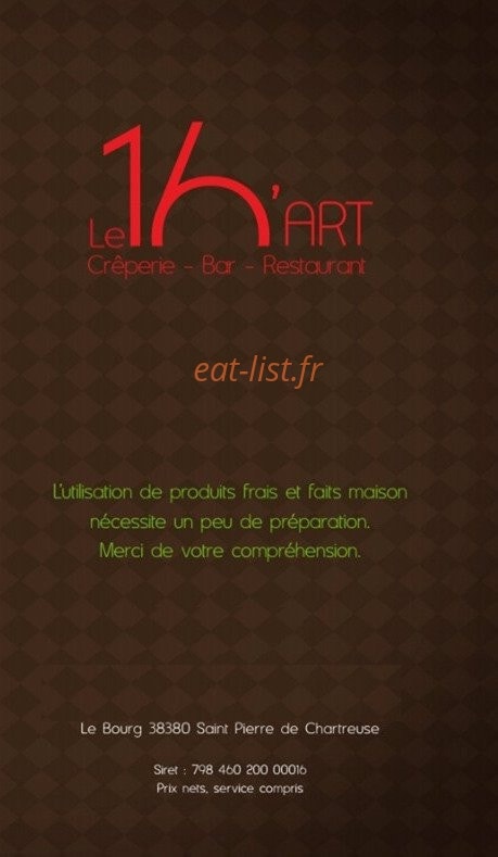 Le 16'Art — carte page 1