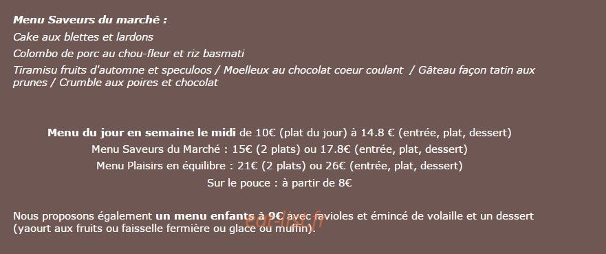 Oréade Balnéo Restaurant — carte page 2
