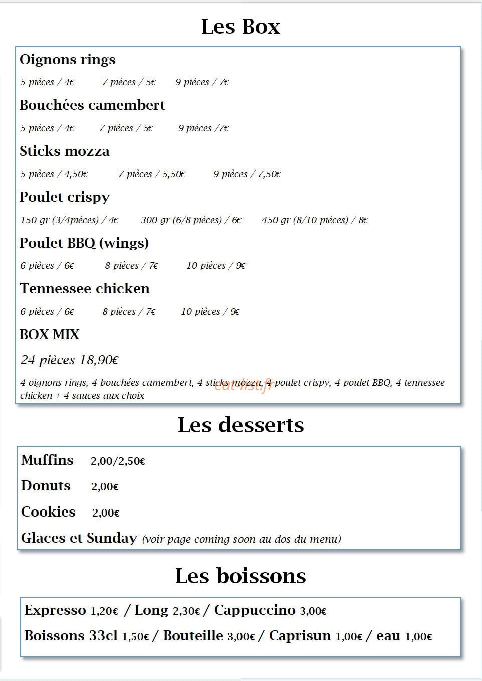 Olive burger — carte page 2