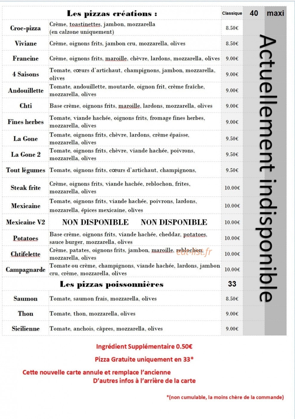 Olive pizza — carte page 2