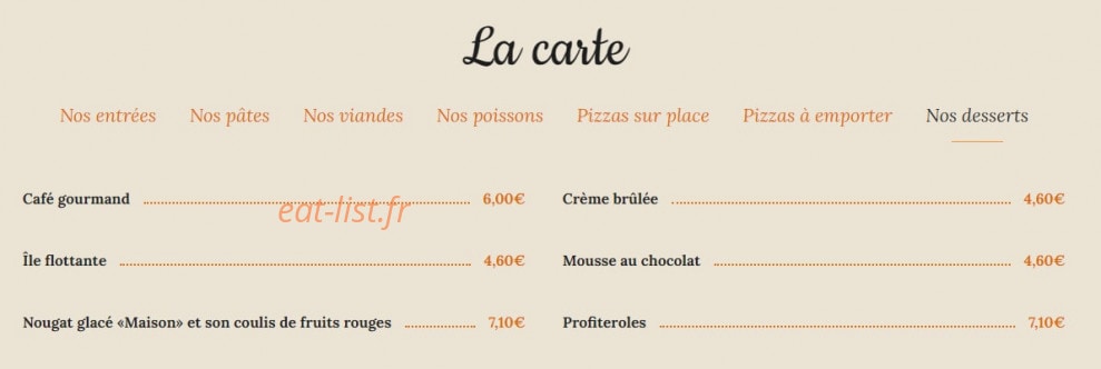 Une Place A Table — carte page 8