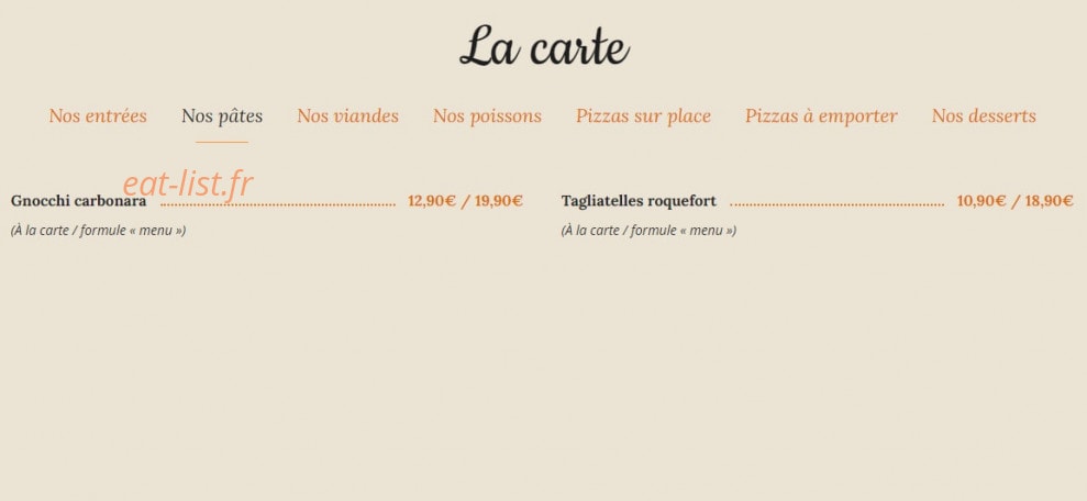Une Place A Table — carte page 2