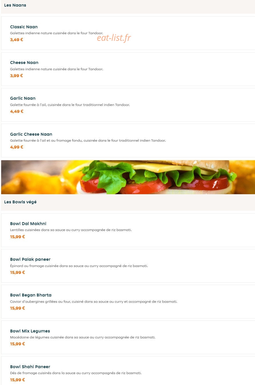 Agra tandoori — carte page 1