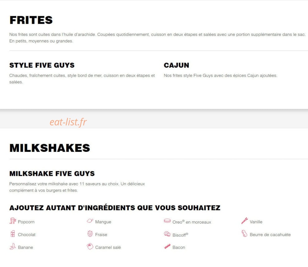 Five Guys — carte page 2